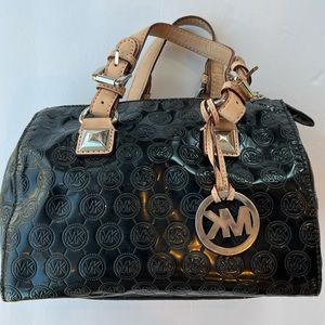 Michael Kors black patent satchel purse